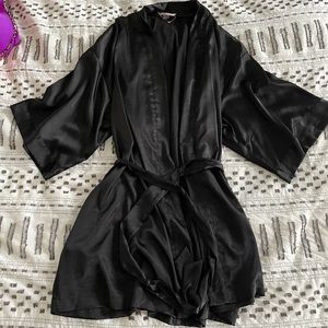 Black satin robe